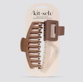 KITSCH RECYCLED PLASTIC ASSORT CLAW CLIP OVERSIZED 3PC
