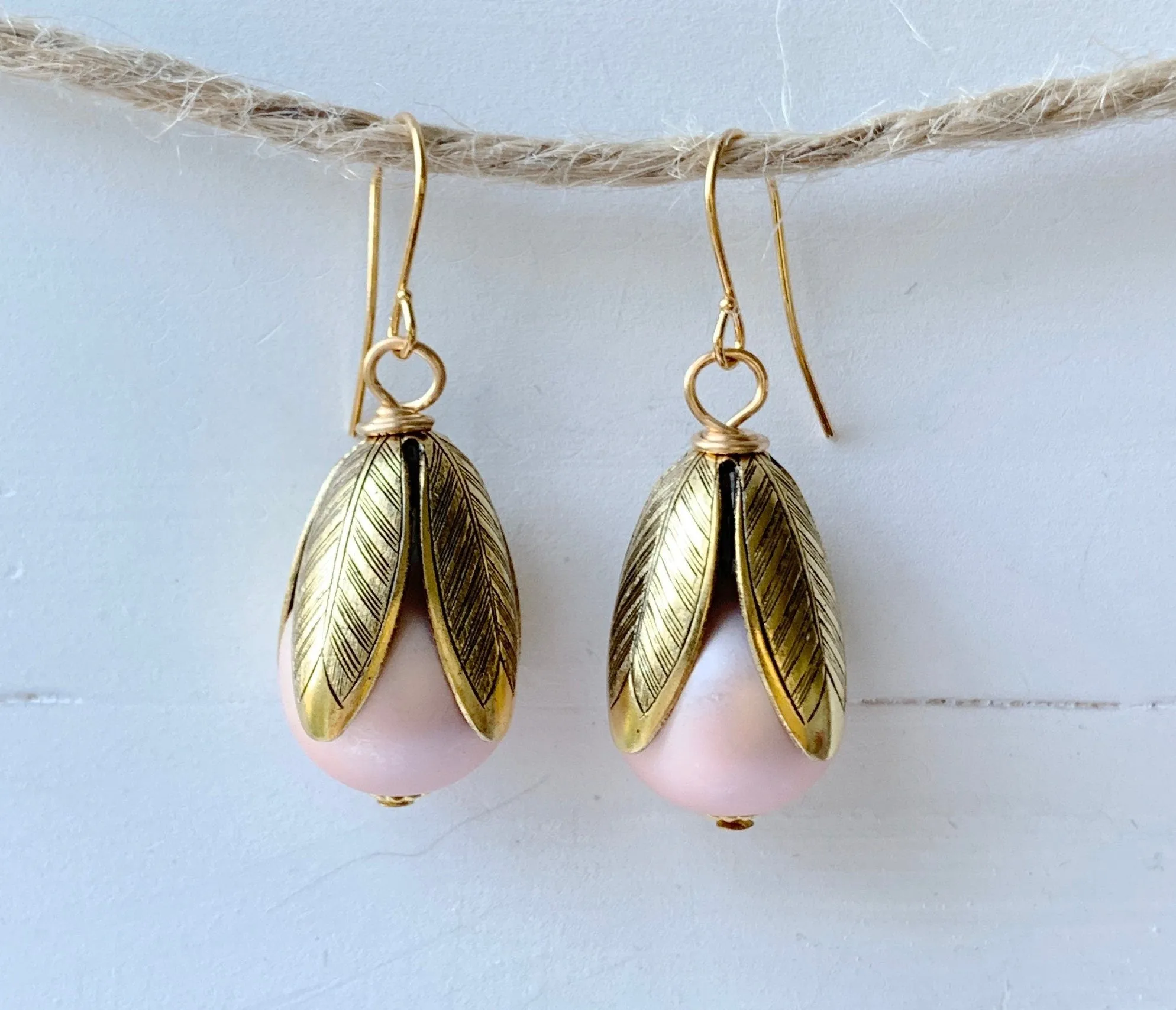 Matte Glass Pearl Bead Cap Earring in Juniper - More Color Options Available