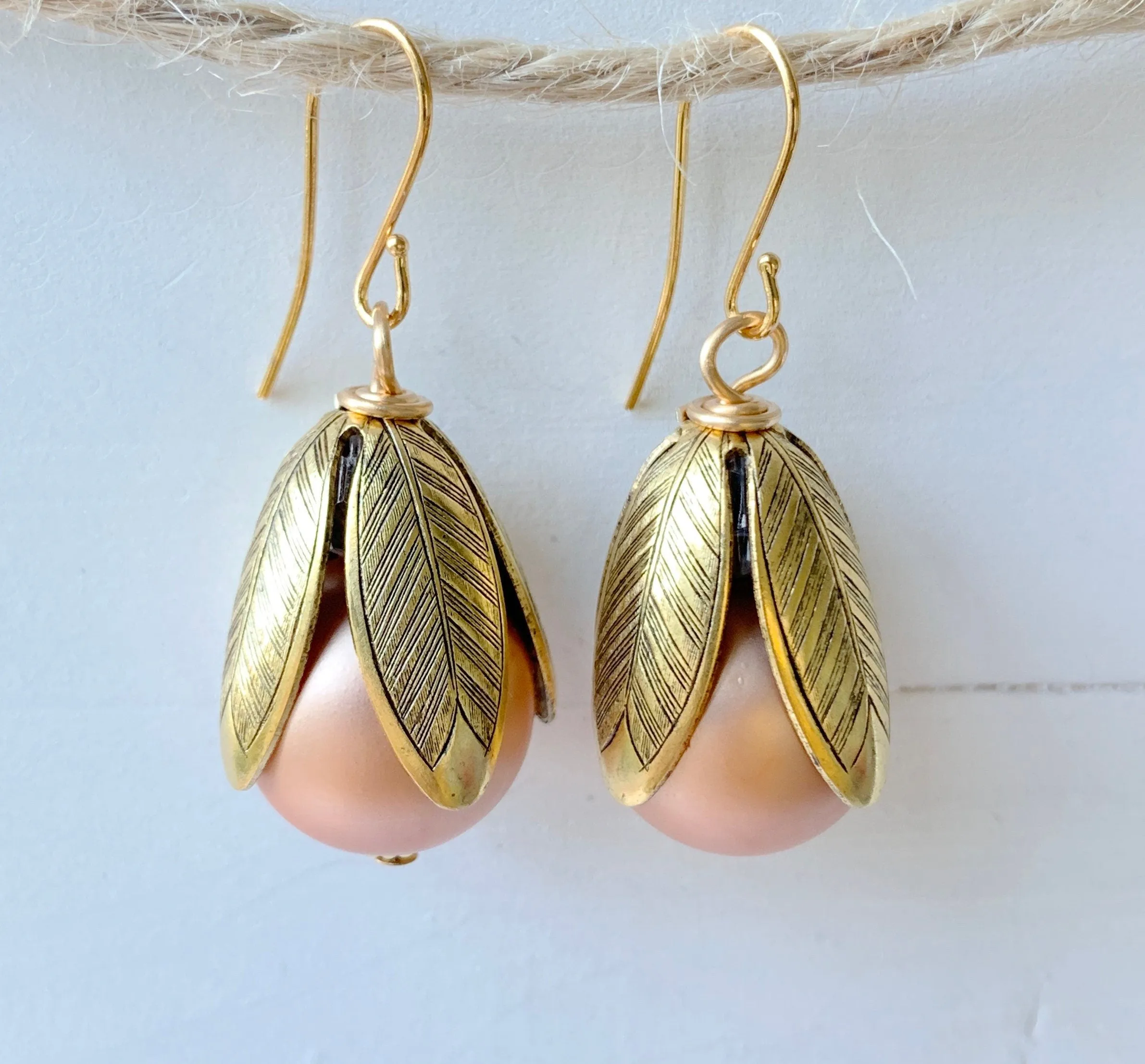 Matte Glass Pearl Bead Cap Earring in Juniper - More Color Options Available
