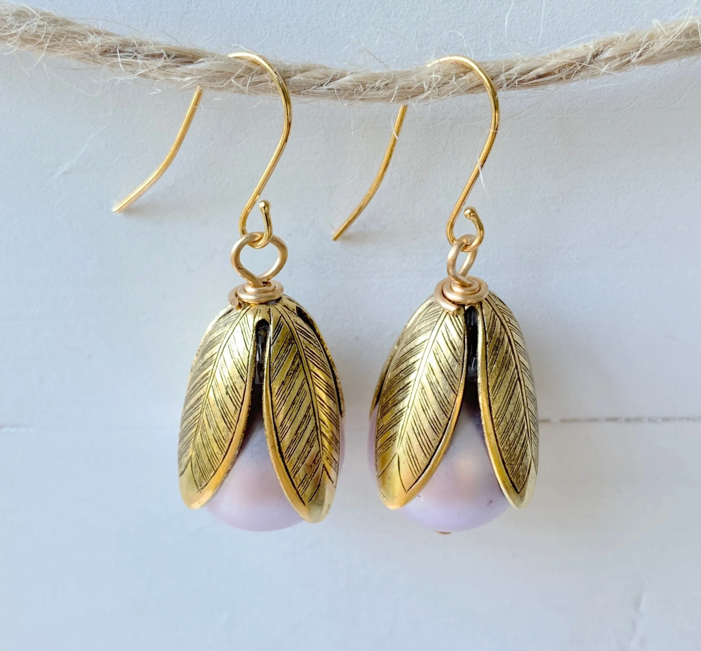 Matte Glass Pearl Bead Cap Earring in Juniper - More Color Options Available