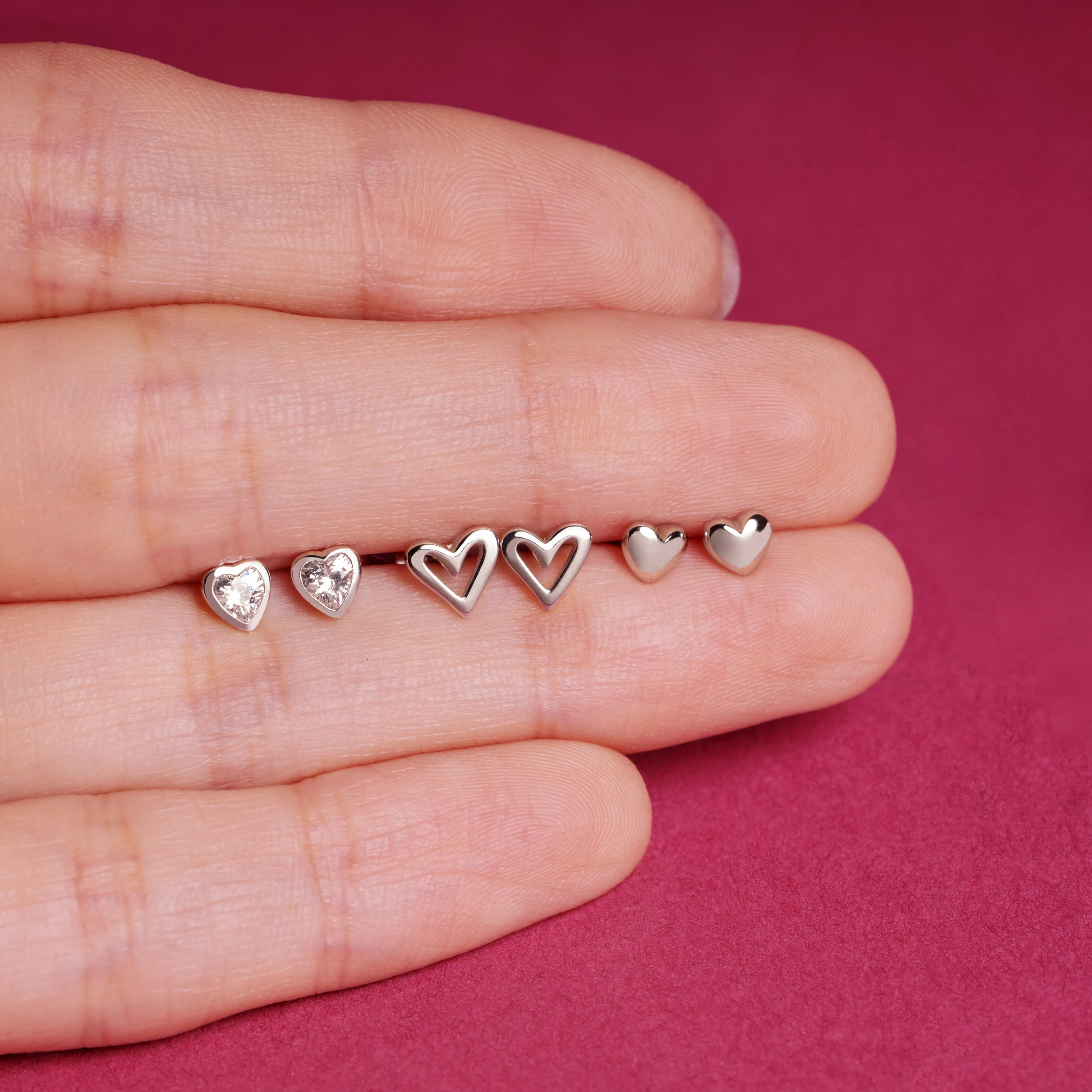 Mini Puff Heart Stud Earrings