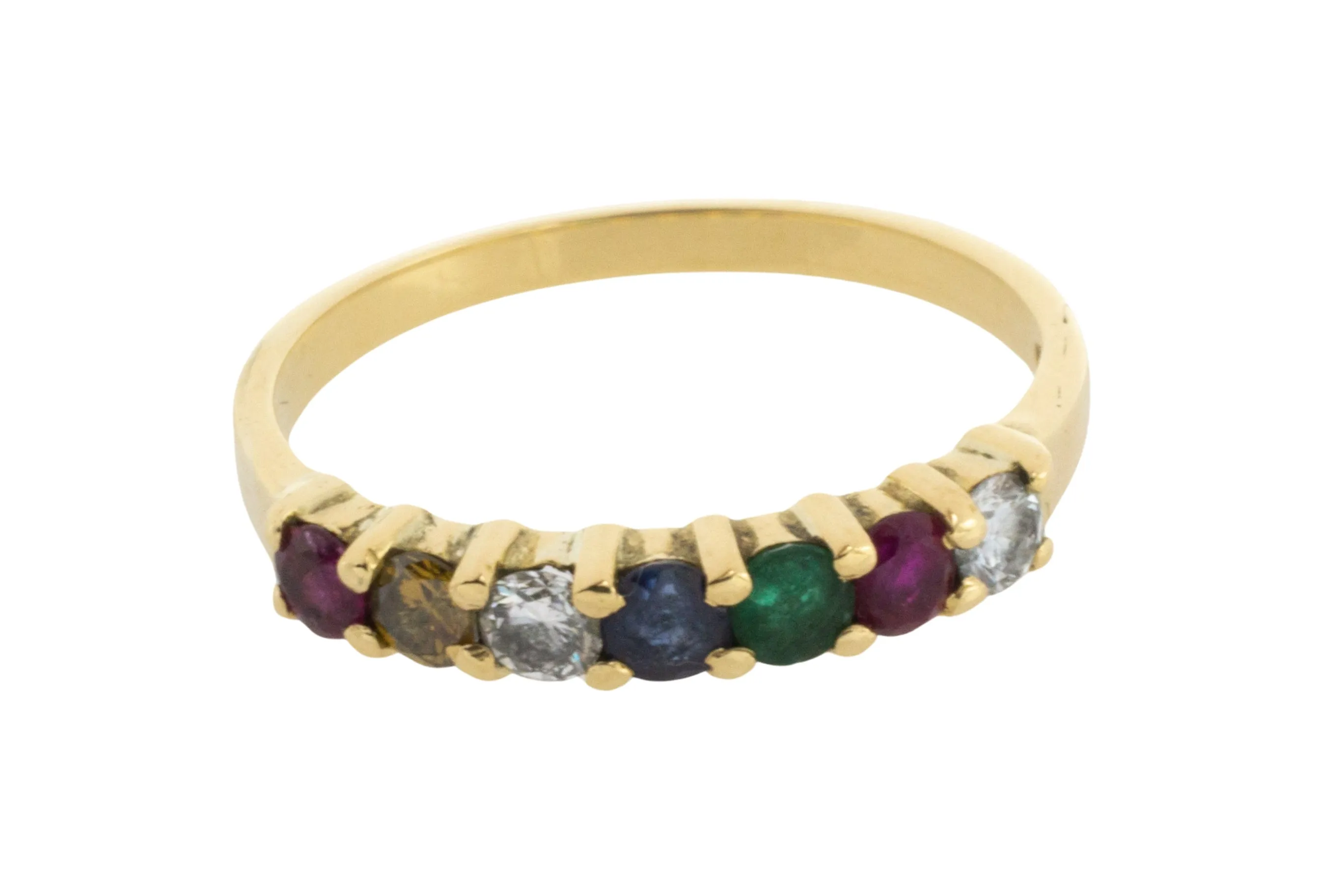 Multi gem and diamond ring in 18 carat gold