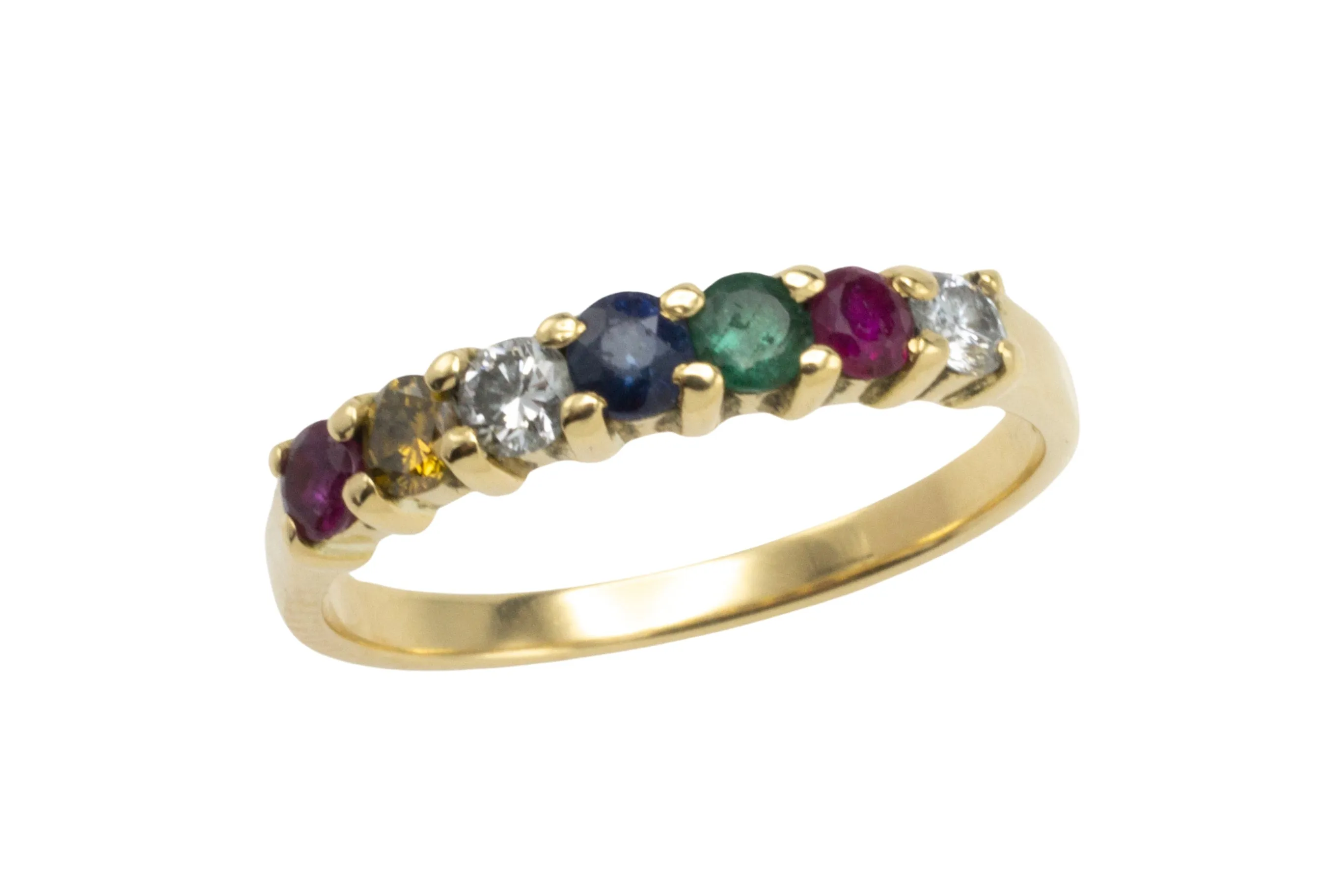 Multi gem and diamond ring in 18 carat gold