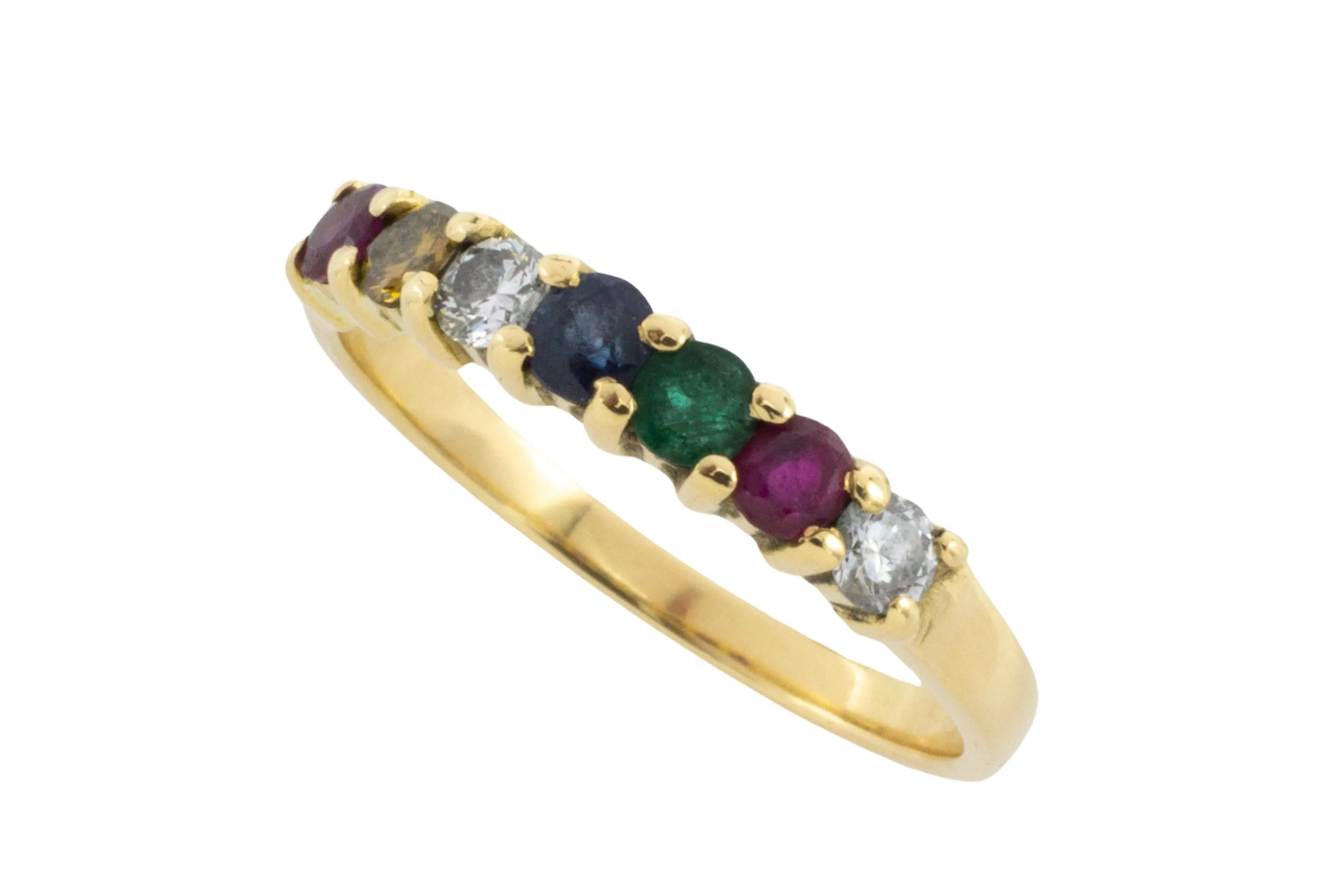 Multi gem and diamond ring in 18 carat gold