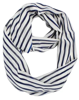 Navy/White Peach Couture Sassy Stripes Vintage Style Multi Color Light Infinity Loop Scarf