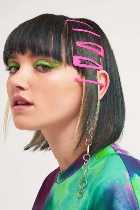 Neon Pink Hair Clips