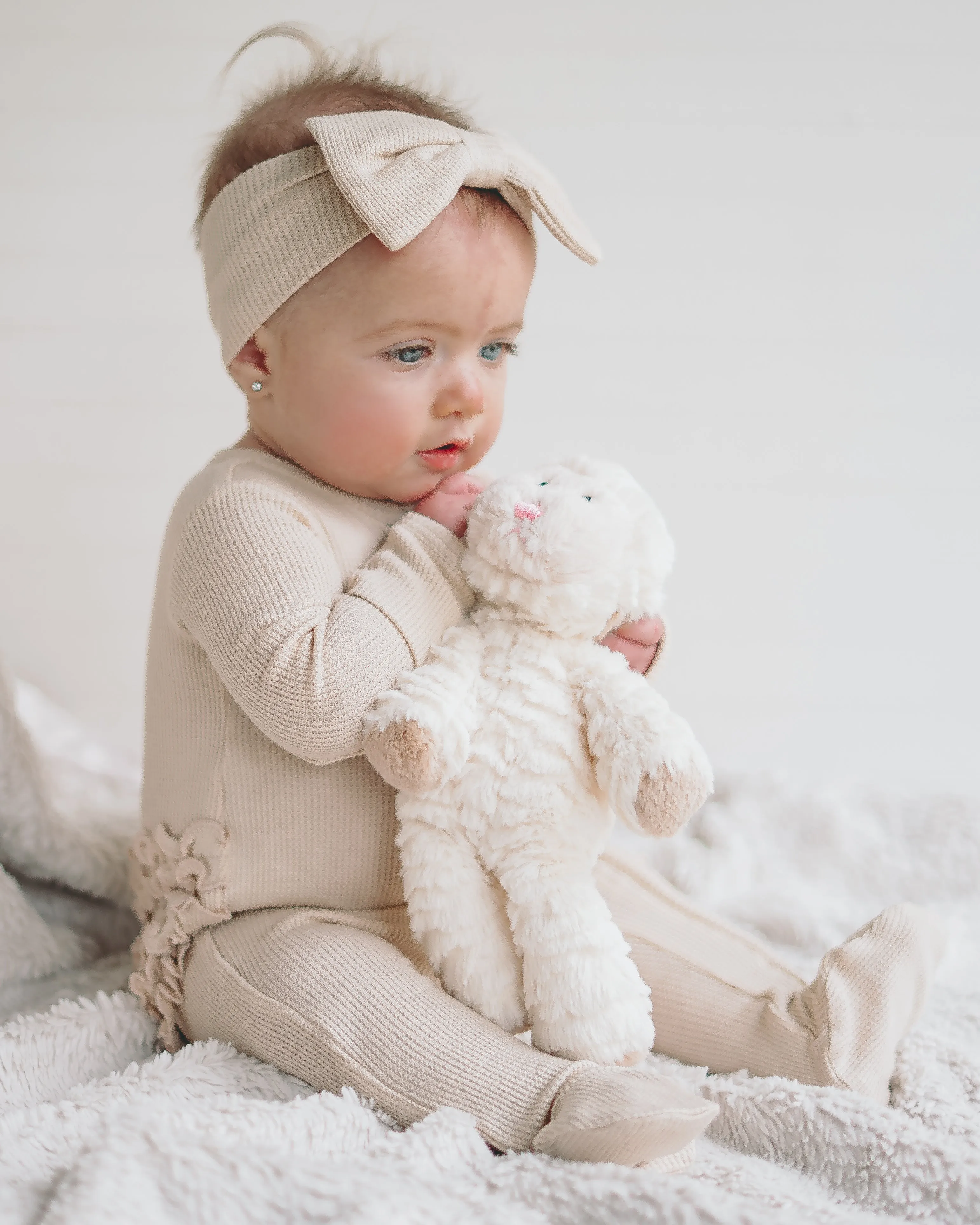 Oatmeal Waffle Ruffle Footie Snoozer