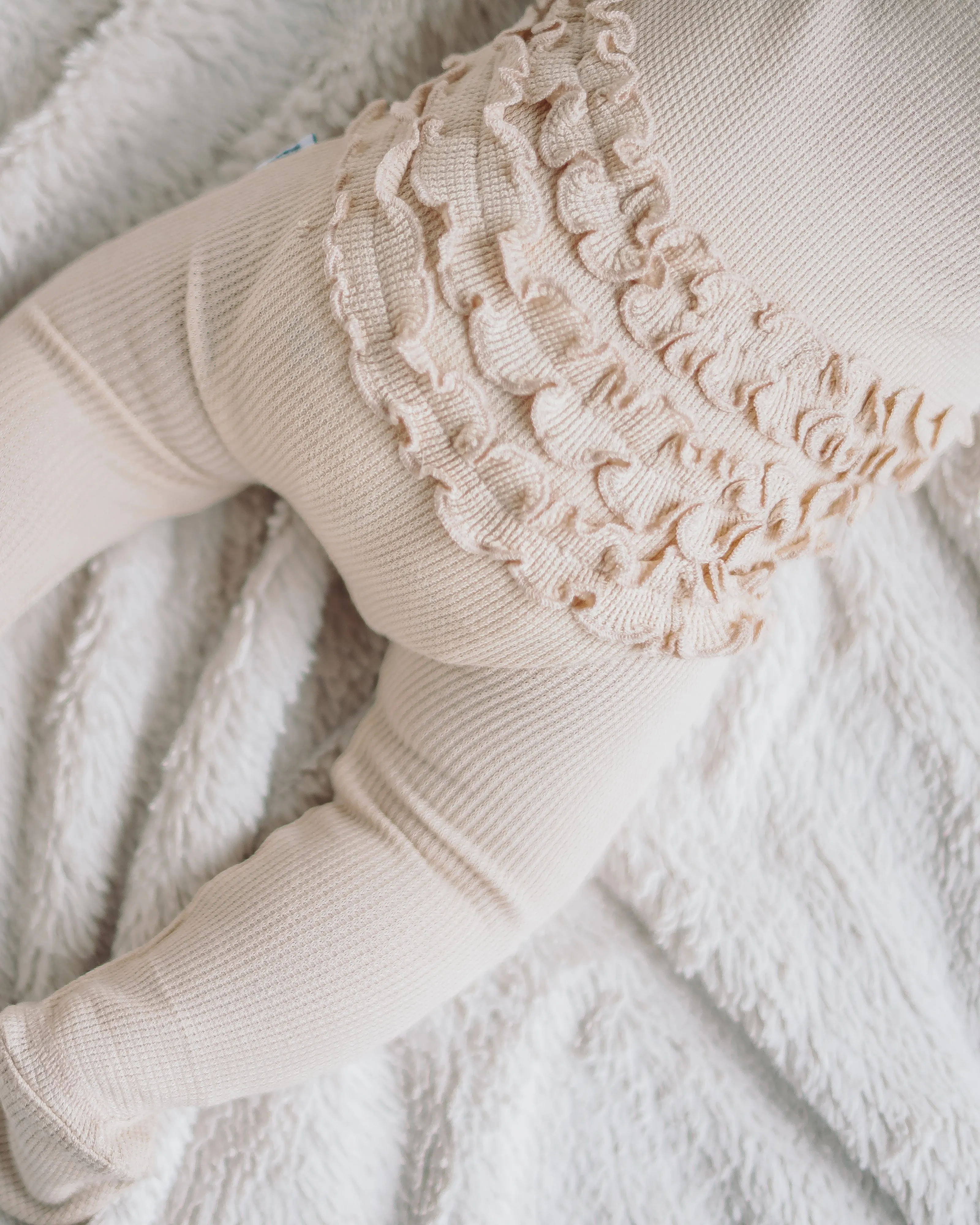 Oatmeal Waffle Ruffle Footie Snoozer