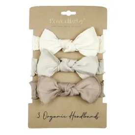 Organic 3-Piece Smocked Headband Gift Set in Neutrals