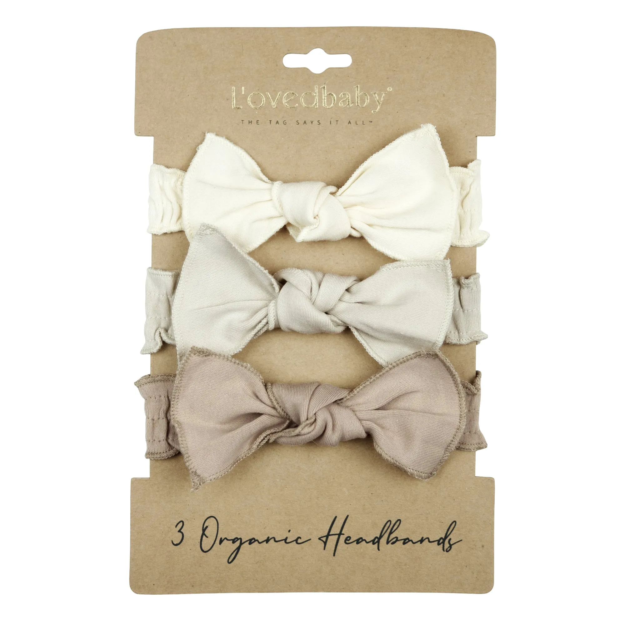 Organic 3-Piece Smocked Headband Gift Set in Neutrals