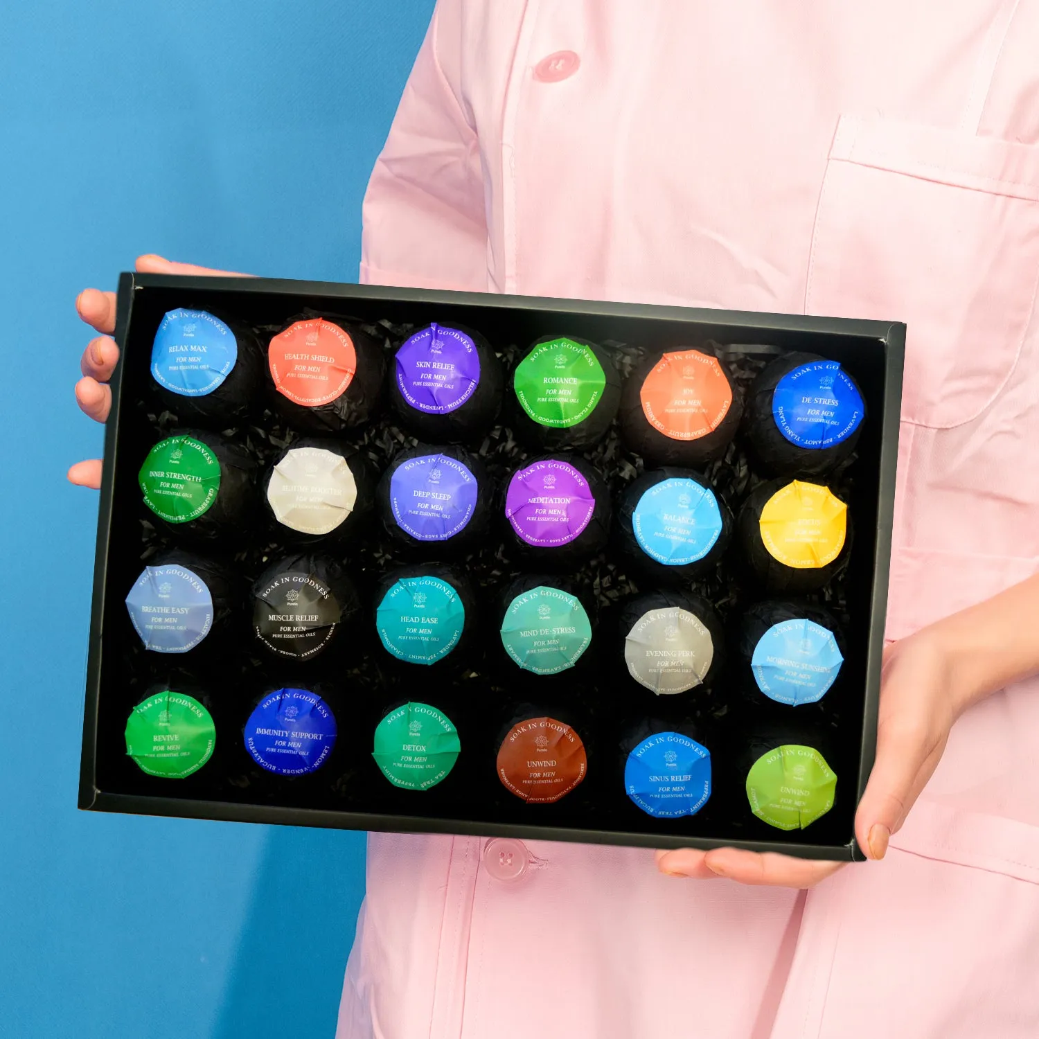Purelis Large 24 Bath Bombs Gift Sets for Men with Shea Butter