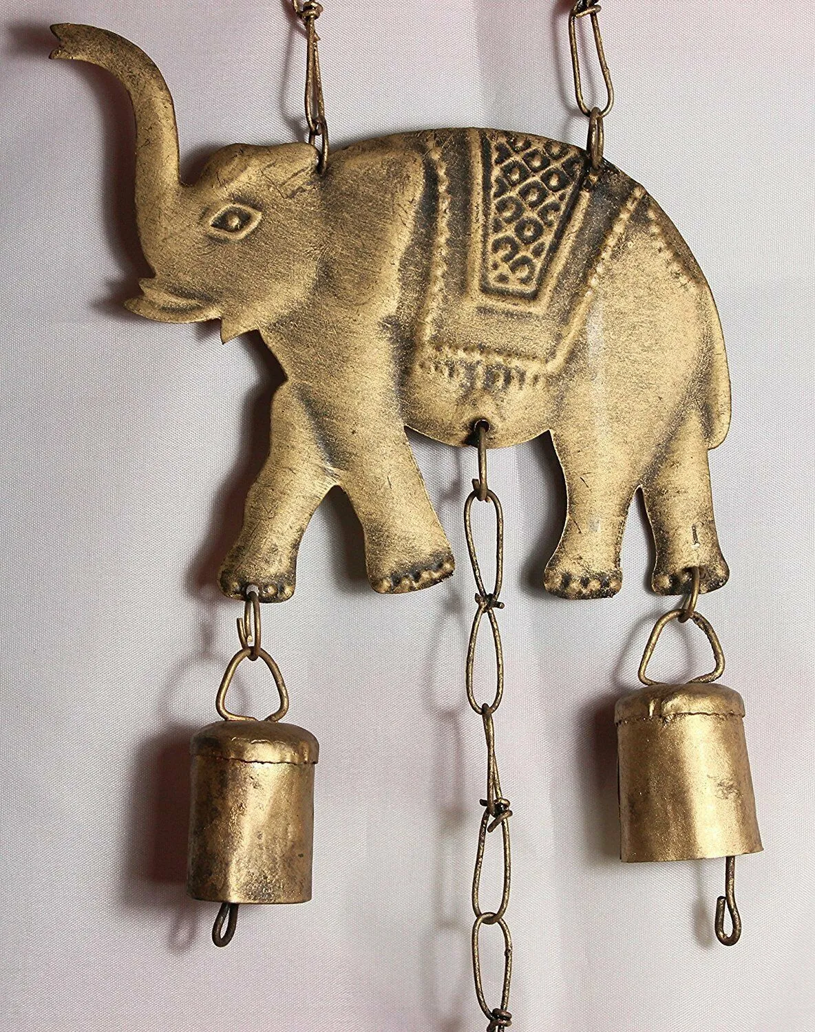 Recycled Iron Elephant Bells Hanging Windchime Outdoor Indoor Patio Decoration