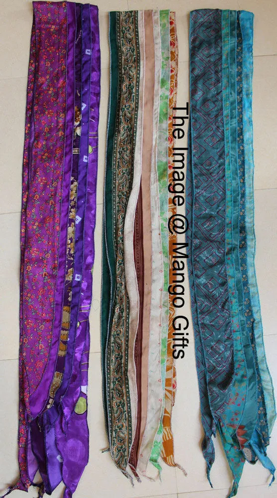 Recycled Silk sari scarf scarves sashes headwraps boho fashion hippy hippie neck scarf size 70  x 6 Inch