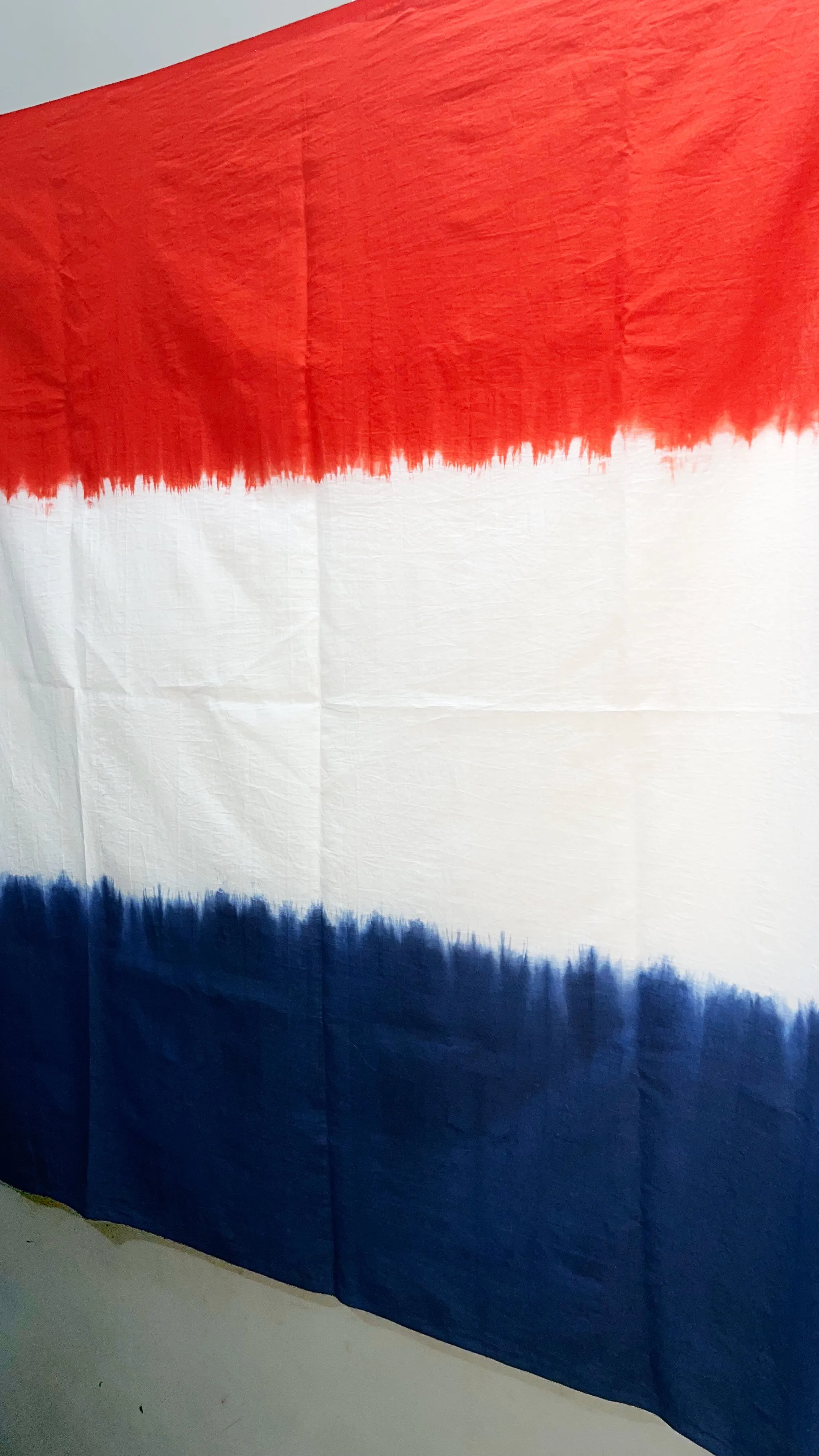 Red, Blue and White Pure Cotton , Cambric Cotton Hand Tie-Dyed Fabric, American Flag Colors