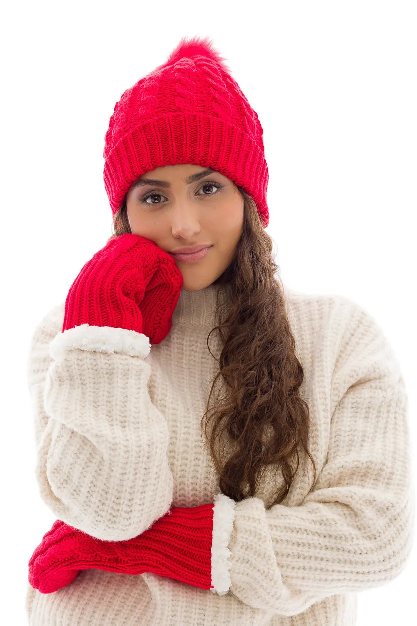 Red - Cozy Lined Mittens