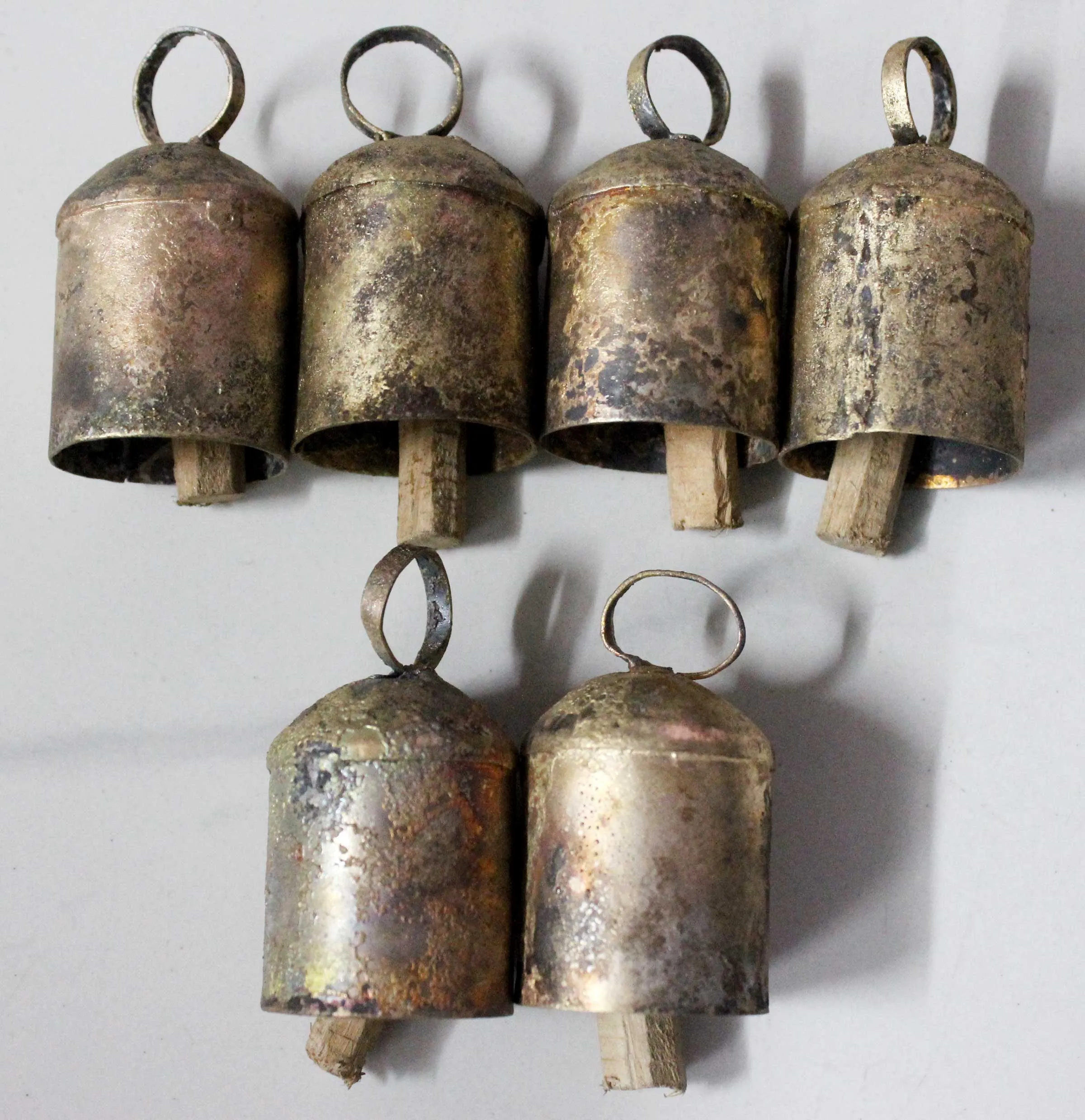 Shabby Chic Recycled Iron Rounded Top Bells 2.5" Inches Height Antique Rustic Finish Loud Sound
