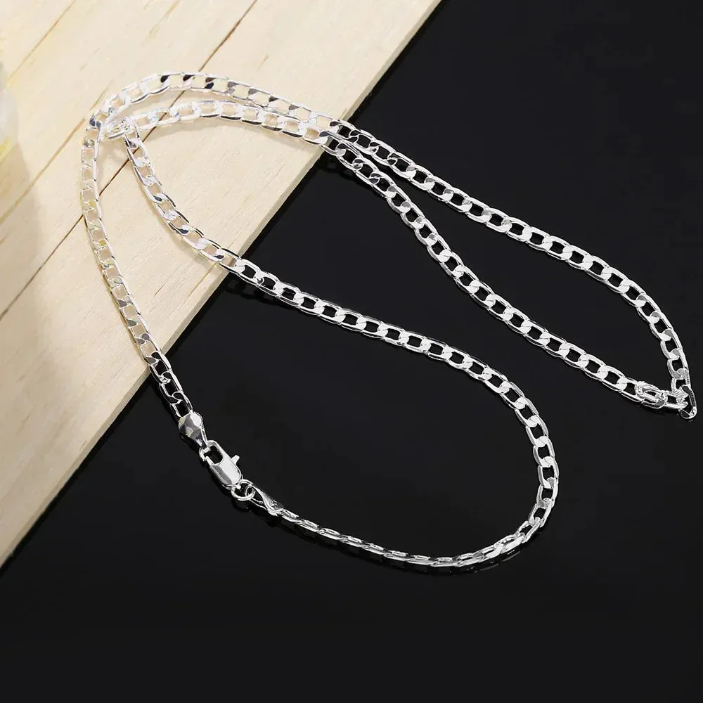 Silver Plated Necklace 2/4/6/8/10/12MM 40-75cm Chain Lobster Clasp Man Boy Women Engagement Jewelry