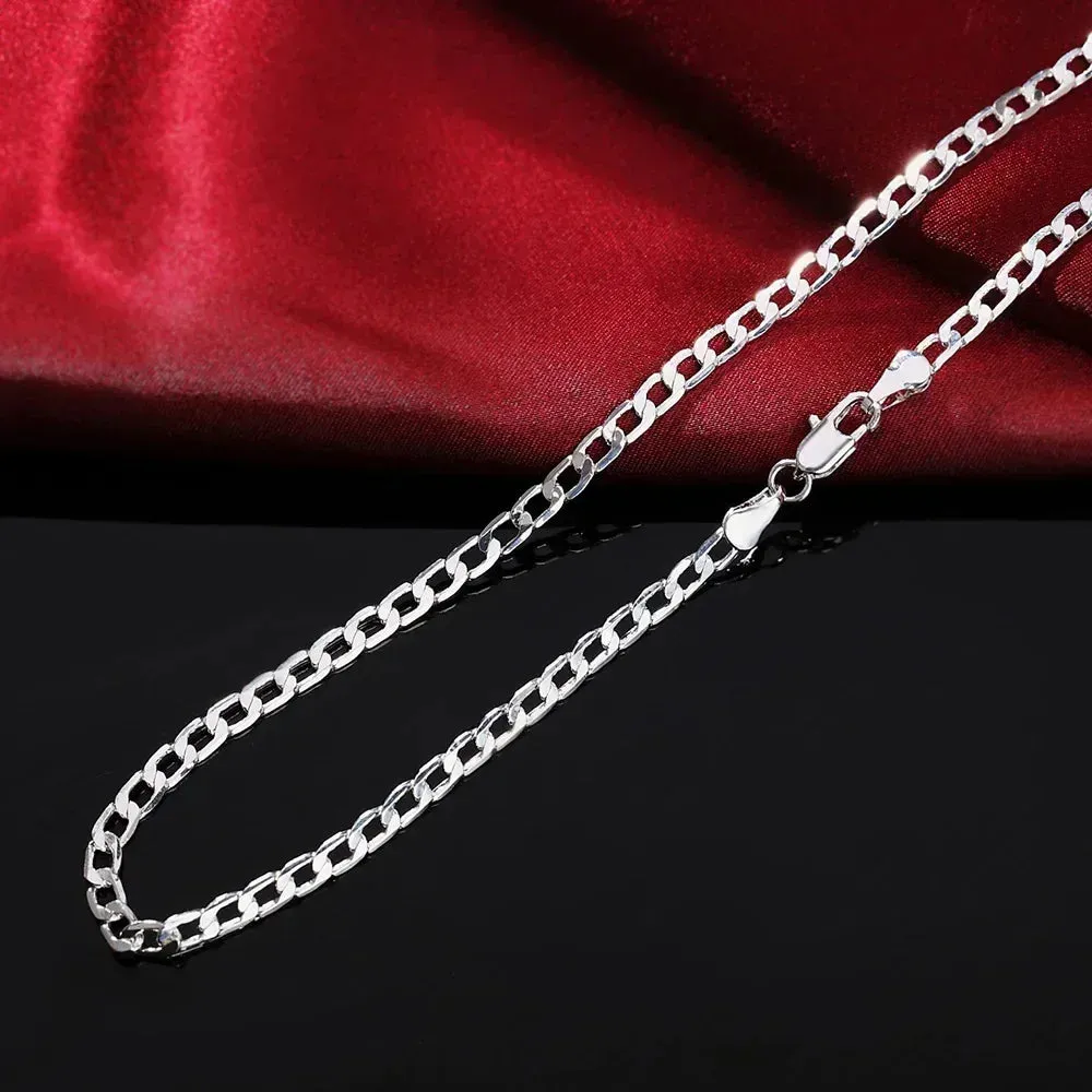 Silver Plated Necklace 2/4/6/8/10/12MM 40-75cm Chain Lobster Clasp Man Boy Women Engagement Jewelry