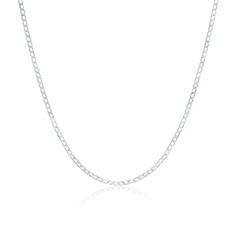 Silver Plated Necklace 2/4/6/8/10/12MM 40-75cm Chain Lobster Clasp Man Boy Women Engagement Jewelry
