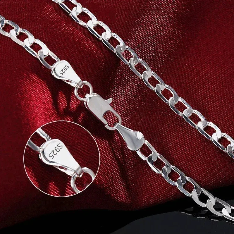Silver Plated Necklace 2/4/6/8/10/12MM 40-75cm Chain Lobster Clasp Man Boy Women Engagement Jewelry