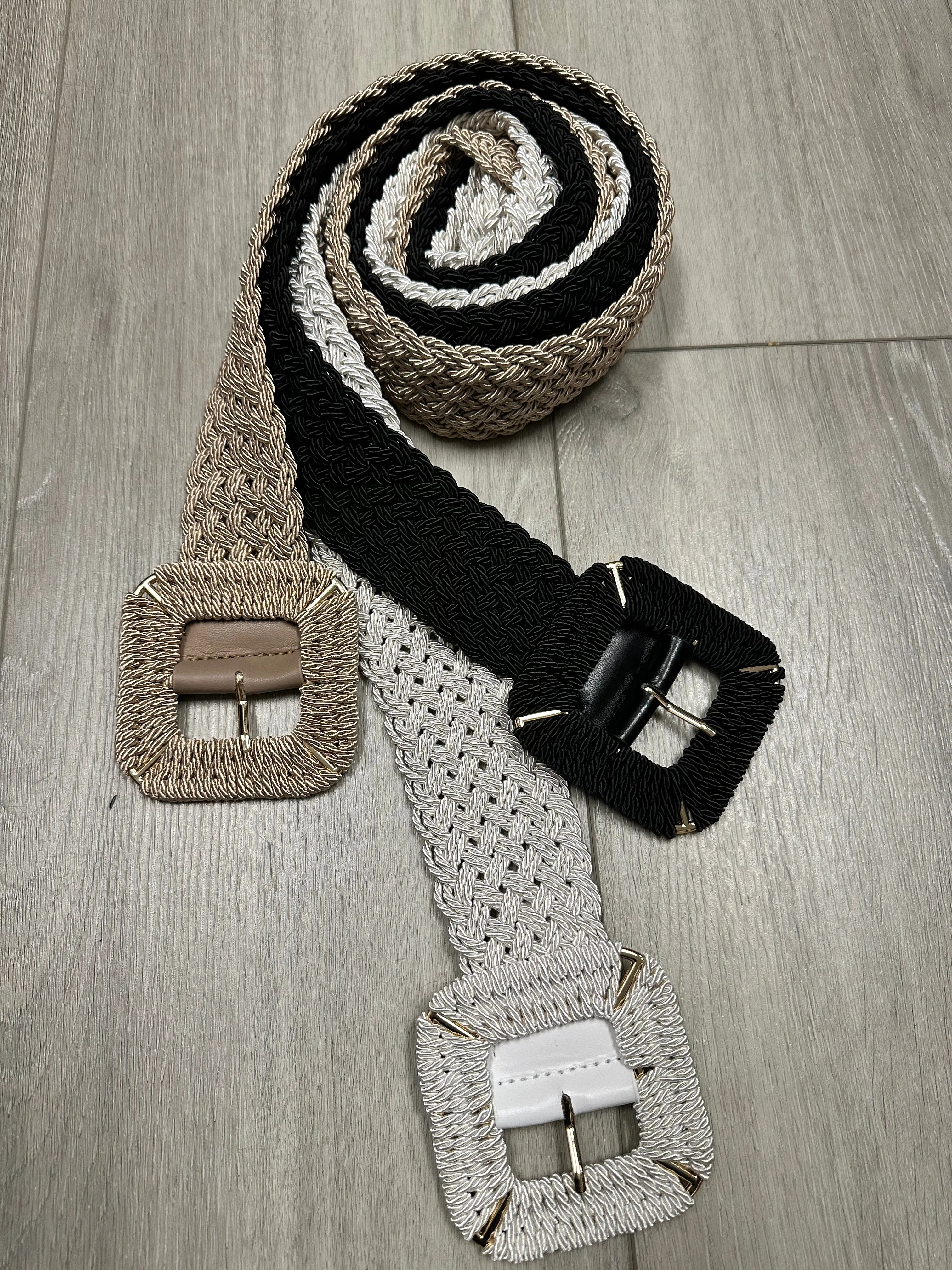 Square Buckle Woven Belt