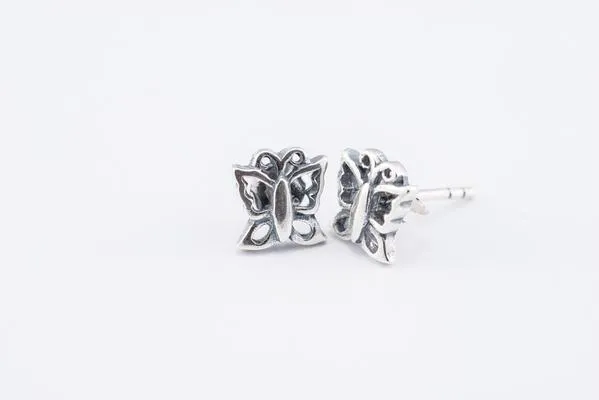 Sterling Silver Thai  Stud Earrings Butterfly