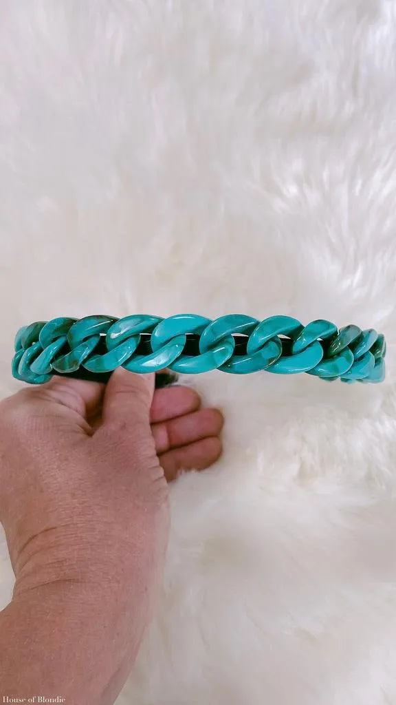 Teal Turquoise Chain Headband
