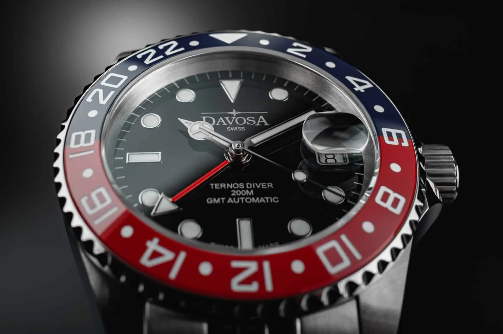 Ternos Ceramic Automatic GMT Swiss-Made Blue Red Diving Watch 16159060