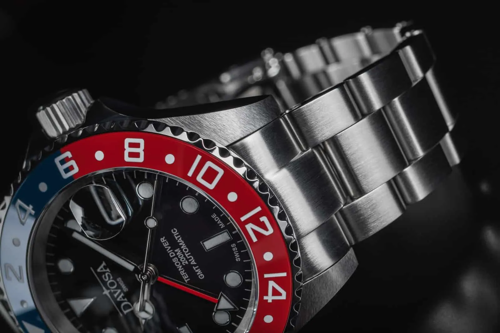 Ternos Ceramic Automatic GMT Swiss-Made Blue Red Diving Watch 16159060