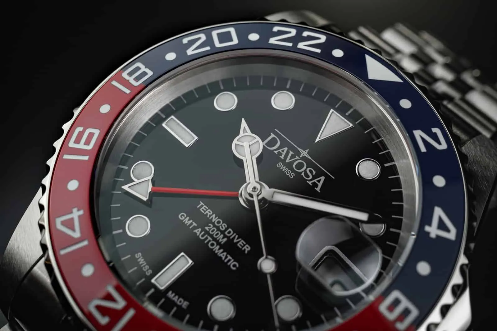 Ternos Ceramic Automatic GMT Swiss-Made Blue Red Diving Watch 16159060