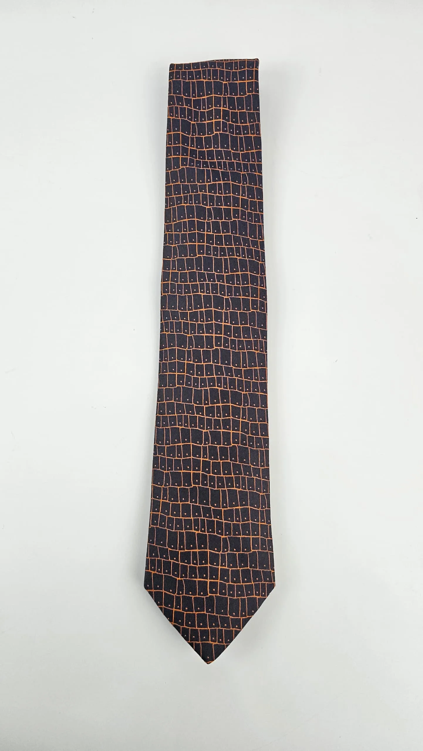 Textile Indigo Orange Necktie