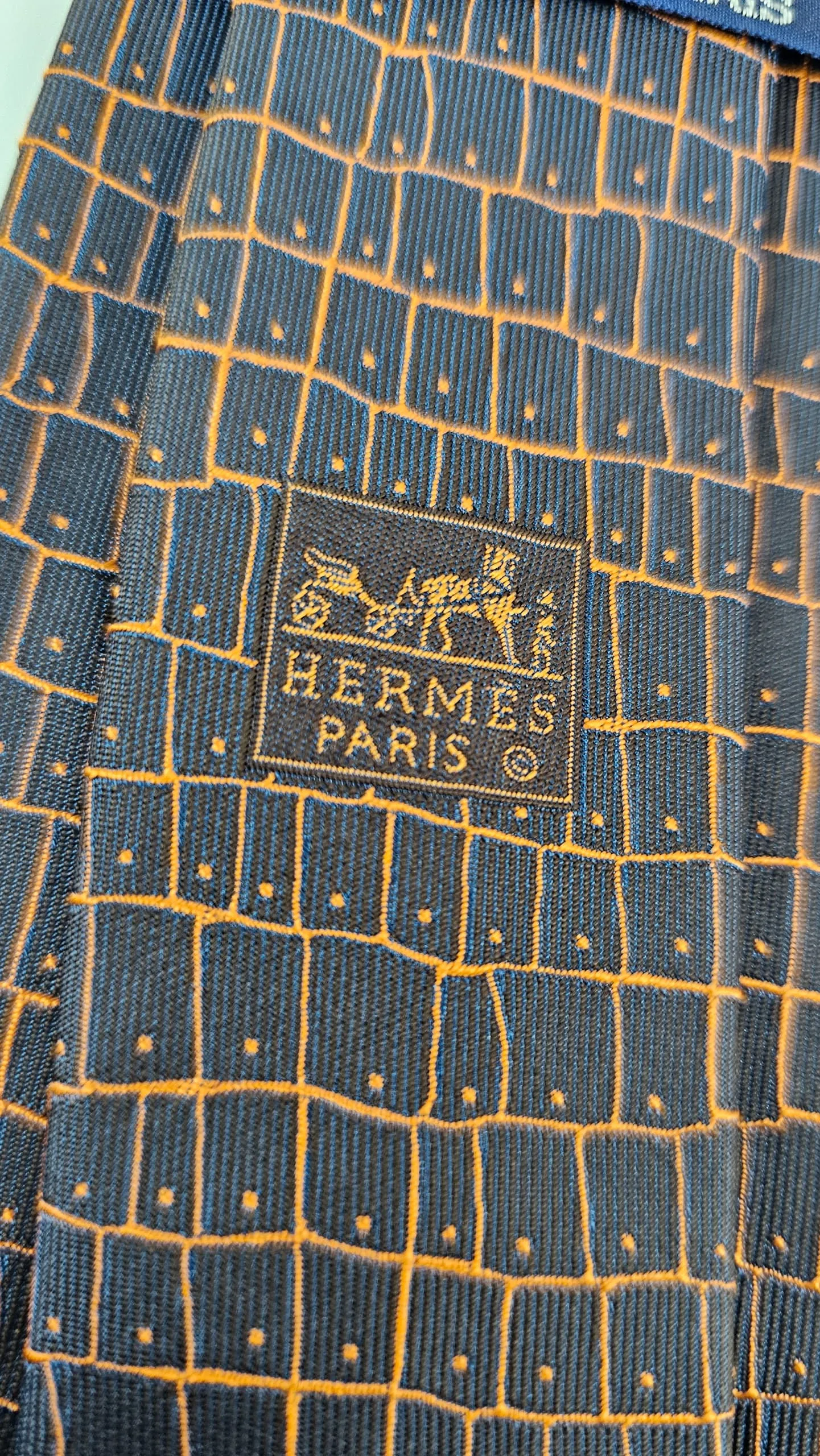 Textile Indigo Orange Necktie