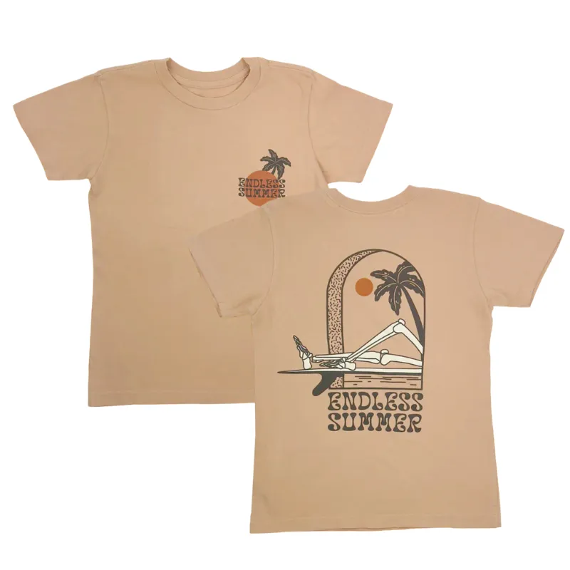 Tiny Whales - Endless Summer (front/back graphic) Tee in Toast (4T)