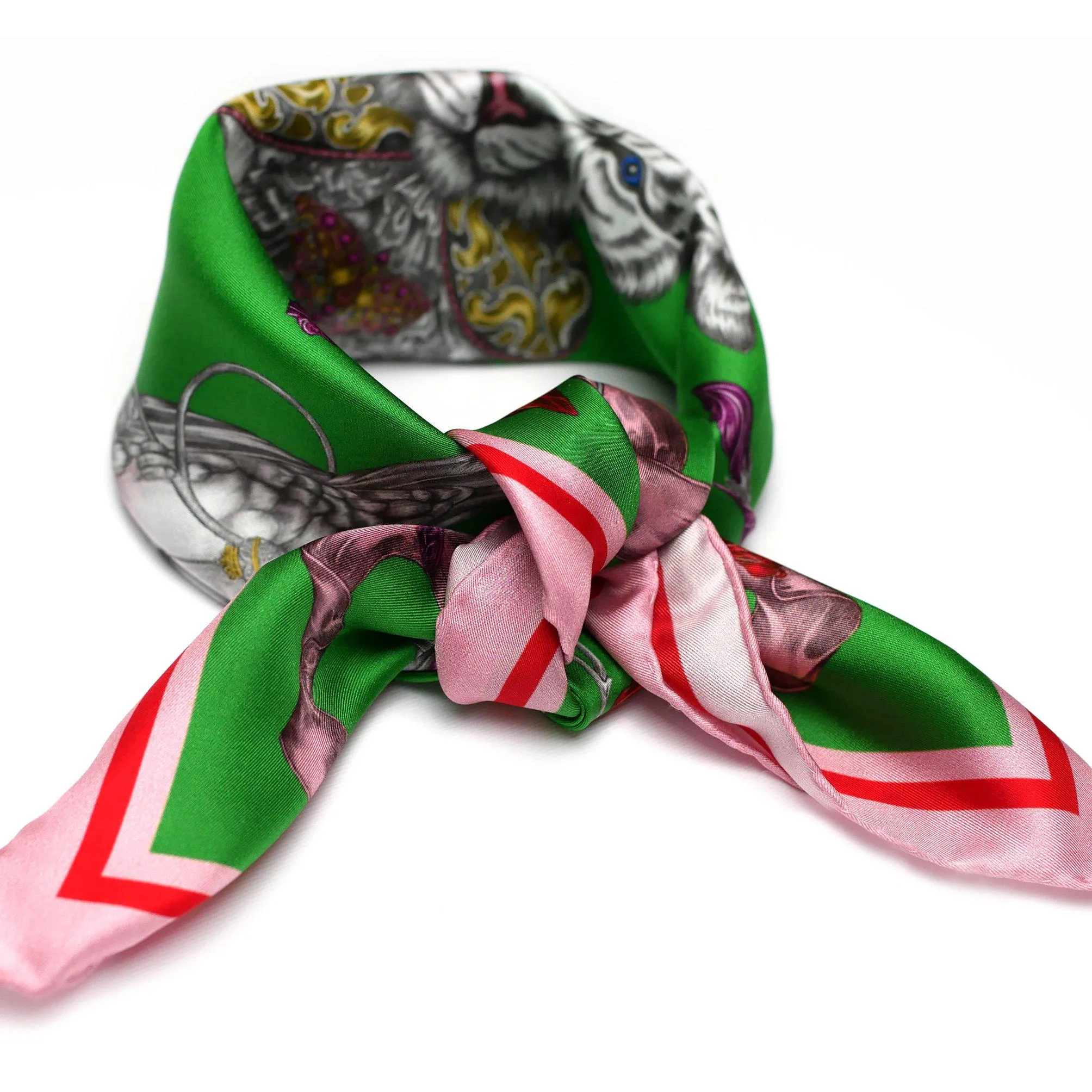 Totem Tiger Mini Silk Scarf Green
