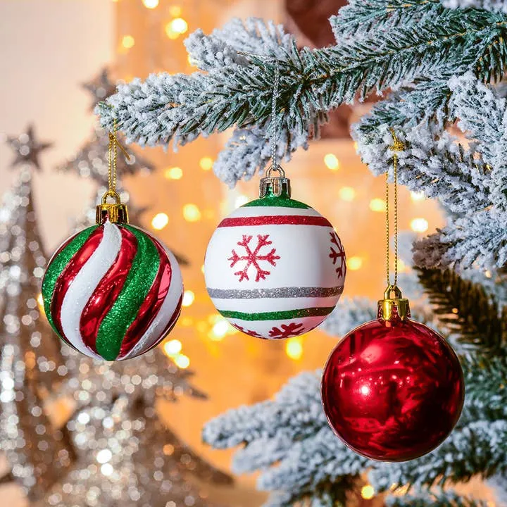 Unique and Sparkling Christmas Bauble Set of 60-Piece