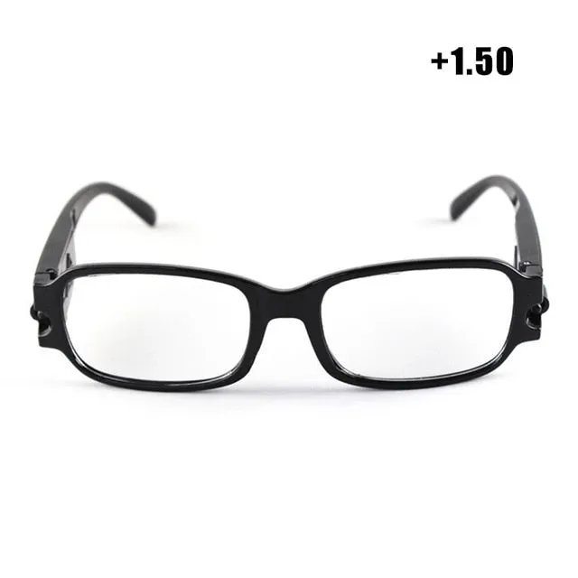 Unisex Multi Strength Reading Glasses with LED Magnifier Light Up Eyeglasses