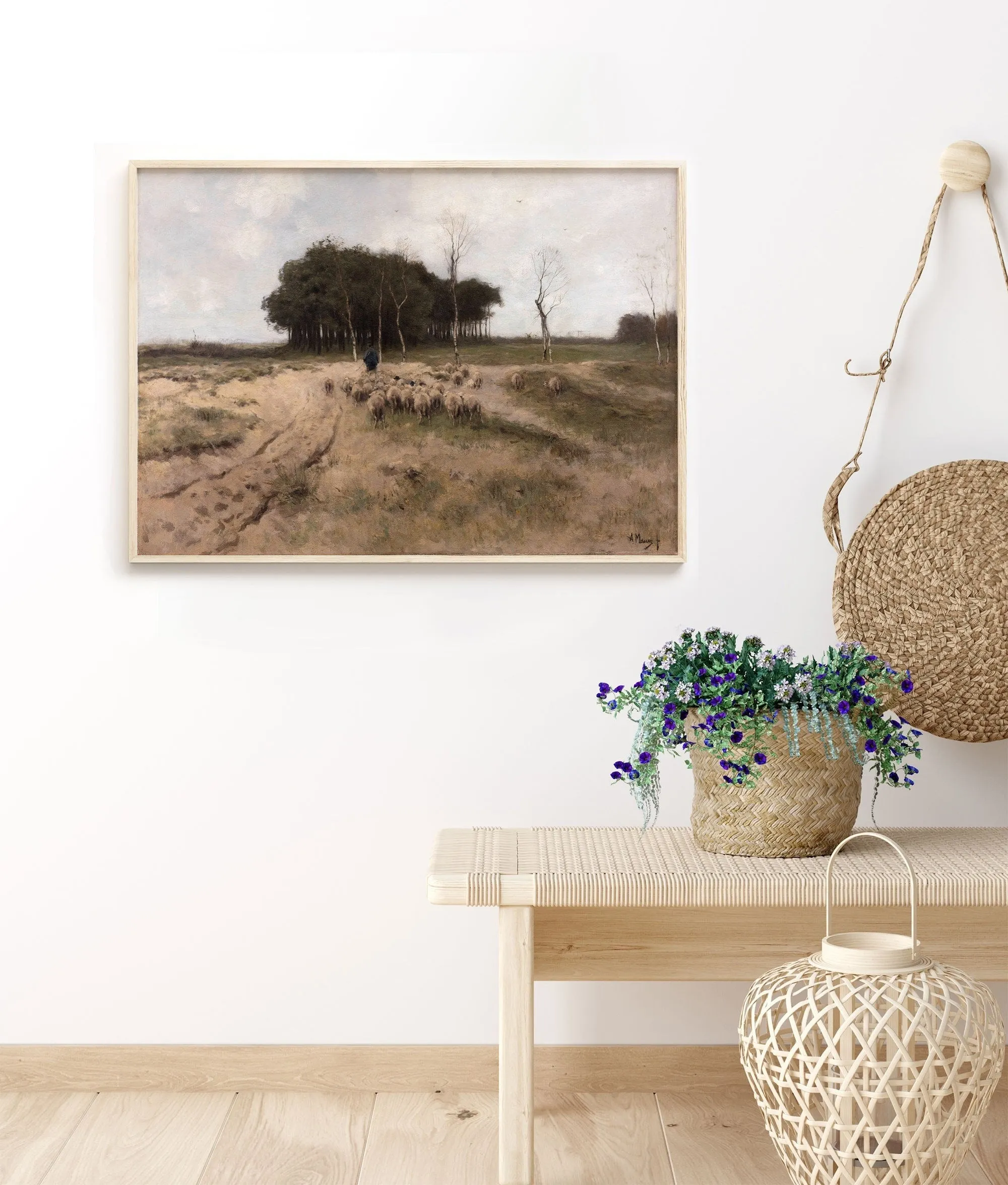 Vintage Farm with Sheep Wall Art - Anton Mauve