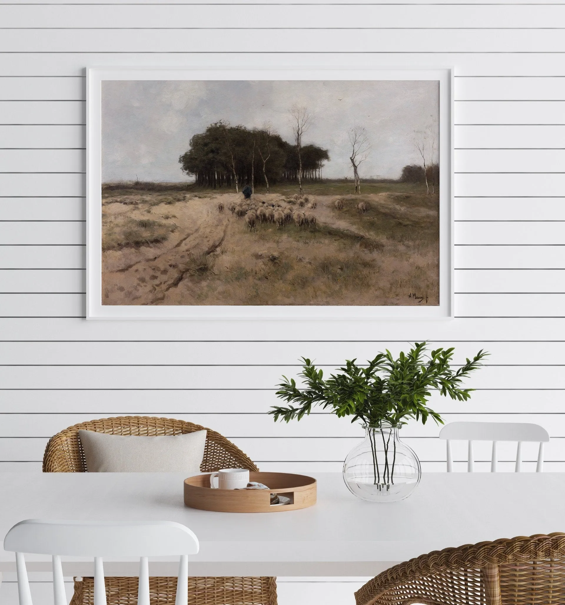 Vintage Farm with Sheep Wall Art - Anton Mauve