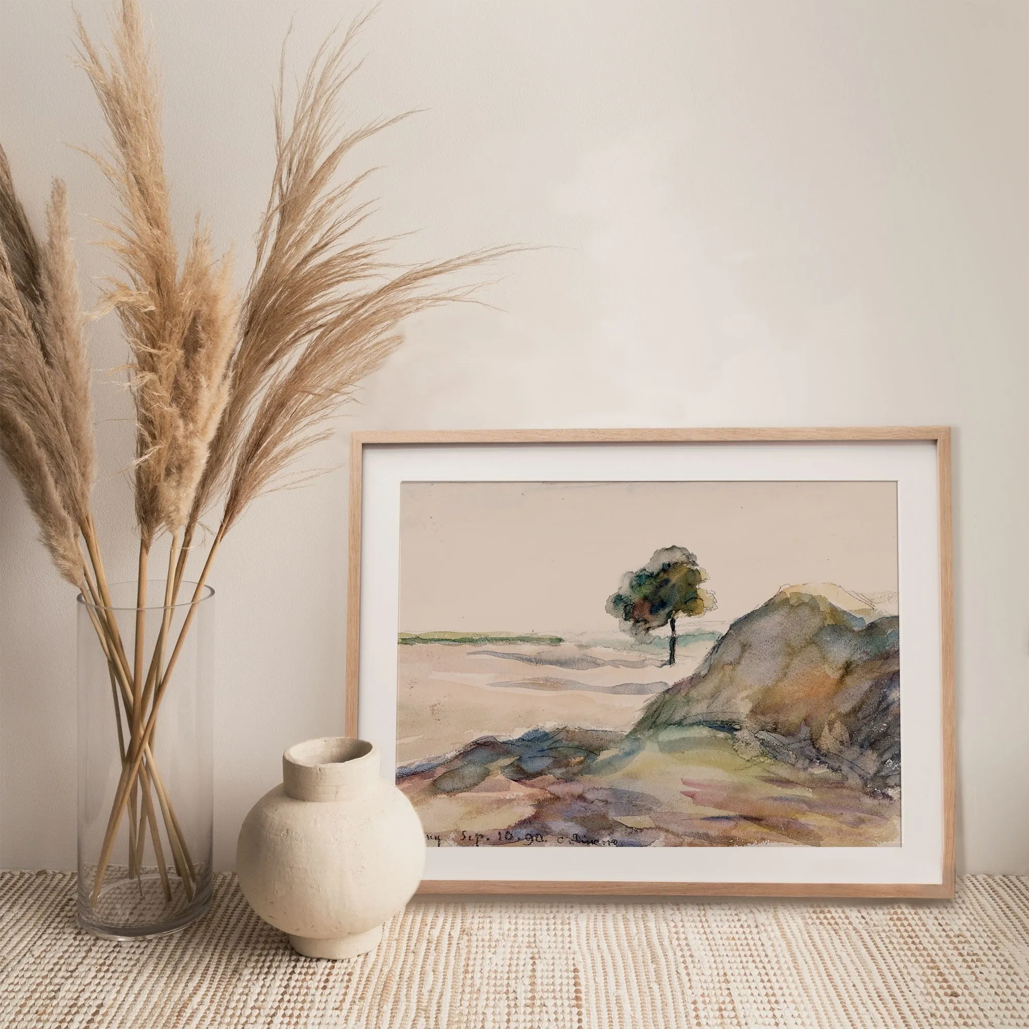 Watercolor with Tree Landscape Wall Art