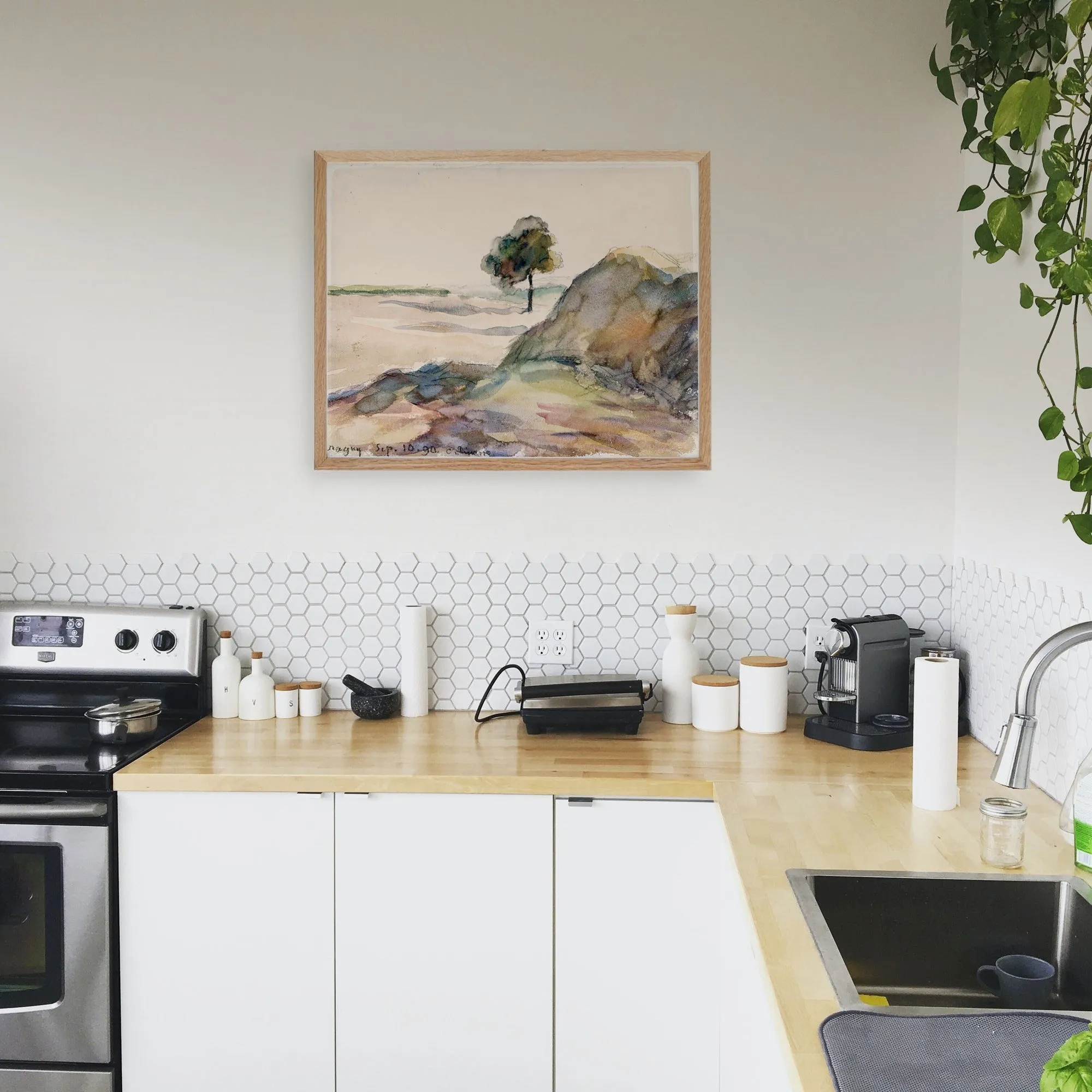 Watercolor with Tree Landscape Wall Art