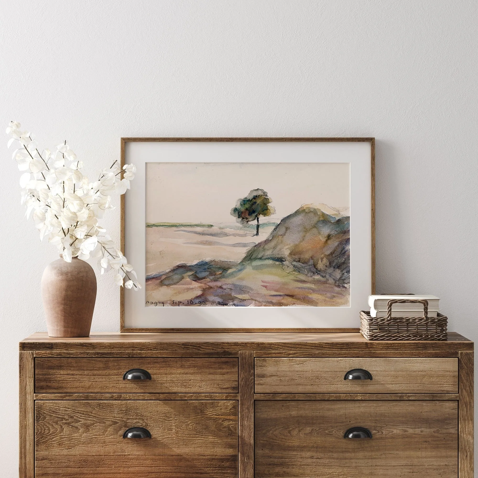 Watercolor with Tree Landscape Wall Art