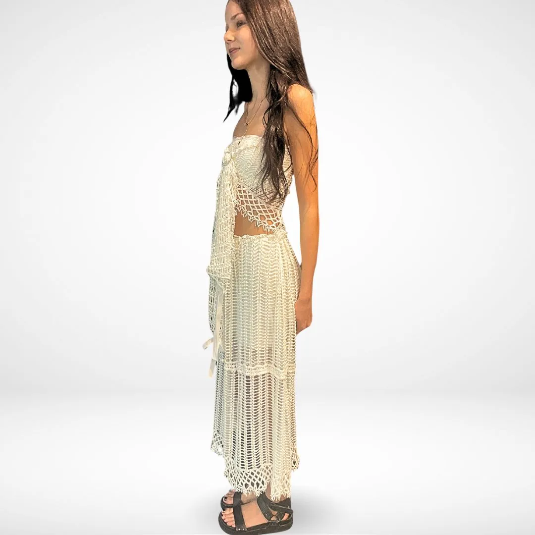 White Crochet Wrap Top/ Scarf