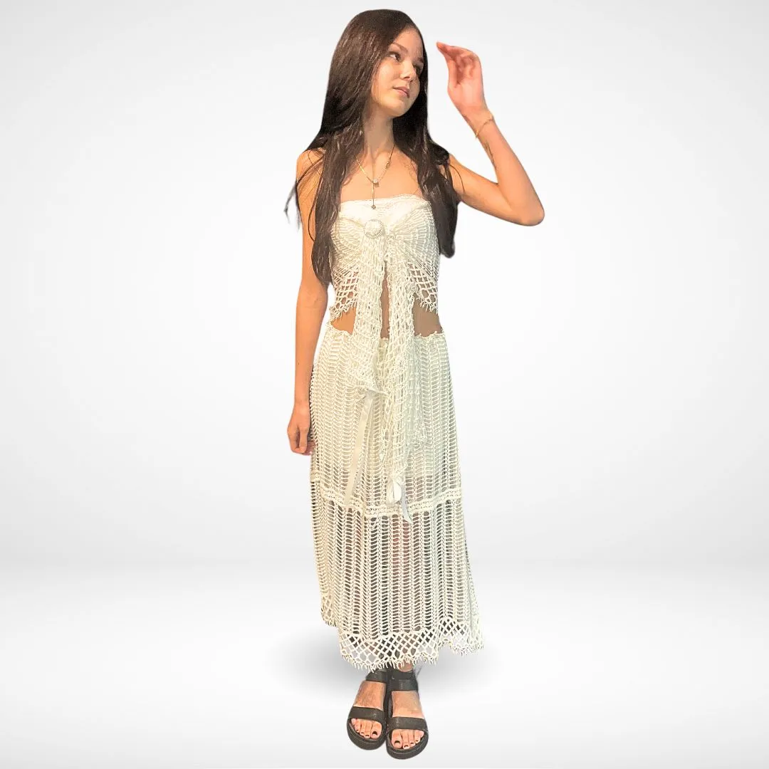 White Crochet Wrap Top/ Scarf