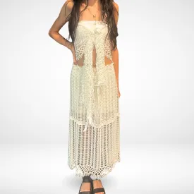 White Crochet Wrap Top/ Scarf