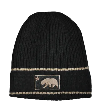 Winter-Hats Cal Bear Ribbed Stripe Beanie, Grey, Black