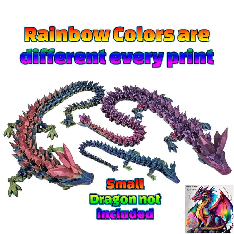 XXL Metallic Rainbow Crystal Dragon Almost 30" 3D Printed Dragon with Matching Crystal Dragon Egg Articulated Dragon Desk Fidget Great Gift