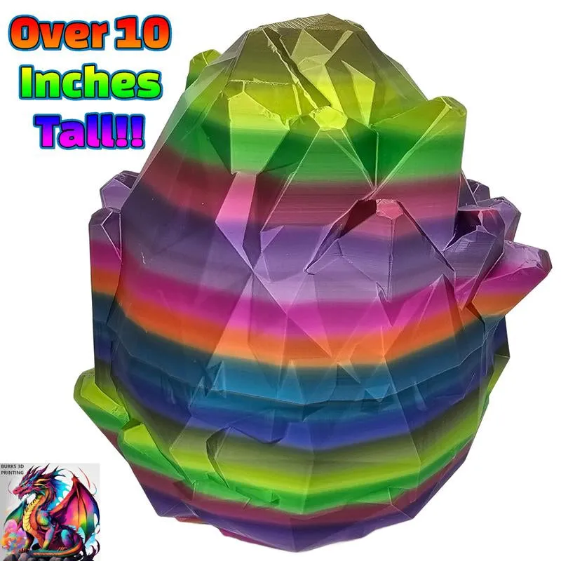 XXL Metallic Rainbow Crystal Dragon Almost 30" 3D Printed Dragon with Matching Crystal Dragon Egg Articulated Dragon Desk Fidget Great Gift