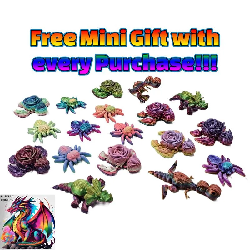 XXL Metallic Rainbow Crystal Dragon Almost 30" 3D Printed Dragon with Matching Crystal Dragon Egg Articulated Dragon Desk Fidget Great Gift